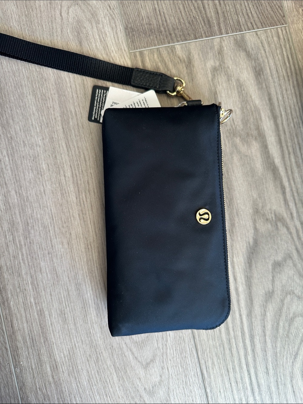 lululemon athletica Black Wristlet Clutch with Gold Logo